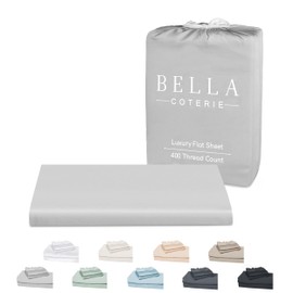 Bella Coterie Luxury Bamboo Viscose California King Size Flat Sheet | 100% Organically Grown Bamboo Viscose | Ultra Soft | Cooling for Hot Sleepers [Grey Mist]