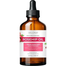 velona Rosehip Oil USDA Certified Organic - 4 oz | 100% Pure and Natural Carrier Oil| Unrefined, Cold Pressed, Hexane Free | Moisturizing Face, Hair, Body, Skin Care, Stretch Marks, Scars…