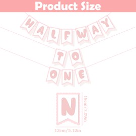 Half Way to One Banner, Cardstock 1/2 Birthday Boy Girl Decorations for 6 Months Party, Half Birthday Banner with Pre-Punched Holes, Photo Backdrop for Celebration