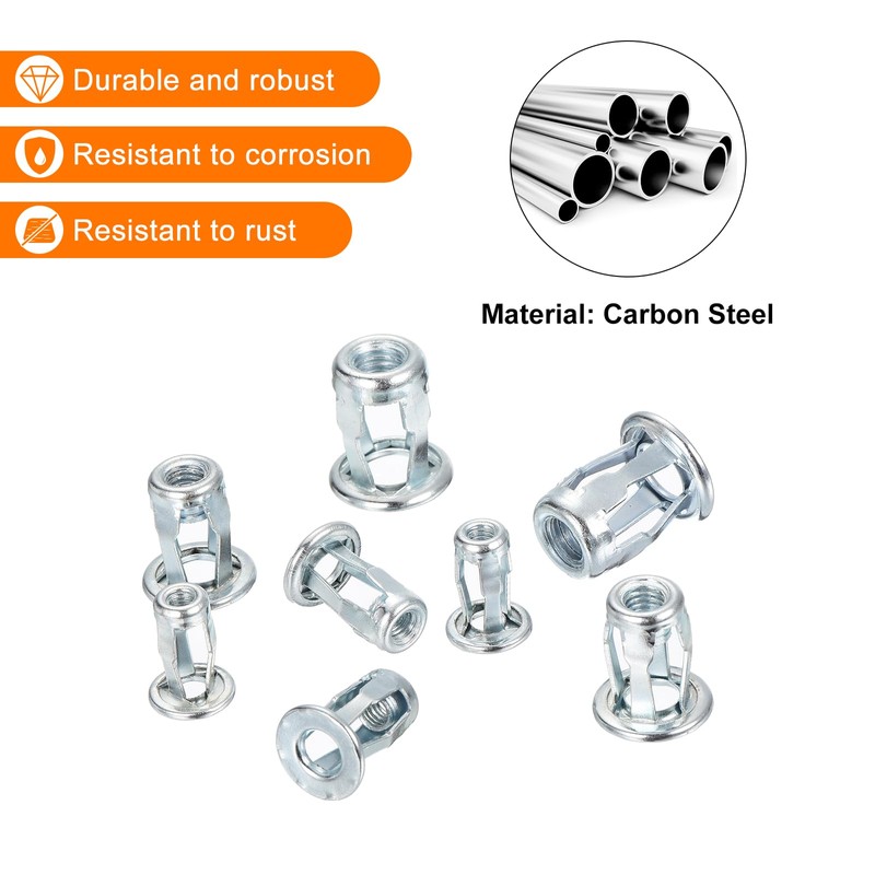 uxcell 10Pcs Multi-Grip Rivet Jack Nut, #10-24 Petal Carbon Steel