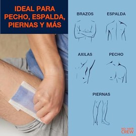 NO HAIR CREW - Bandas de Cera Depilatorias Masculinas Premium – 20 Tiras Y 4 Toallitas Calmantes - Alto Rendimiento - Hechas Para Hombres – Hasta 3 semanas libre de vello