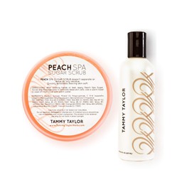 Tammy Taylor Natural Peach Spa Wash & Exfoliate Kit for Body, Hands, Heels and Feet | Peach Spa Essential Oil Exfoliating Body Scrub for Women & Men | Moisturizing Soft Suds & Bath Scrub for Body Care