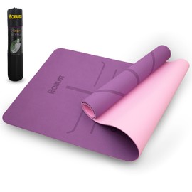 Robust Non-Slip Yoga Mat with Strap, TPE Eco-Friendly Workout Mat for Yoga with Position Lines and Texture Surface, Gym Mat for Women Men, Pilates and Exercises Anti Tear Sweat Proof Exercise Mat