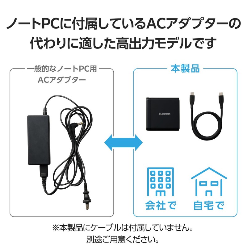 Elecom MPA-ACCP96140BK USB Charger, PD Compatible, 140W, 2 USB-C to