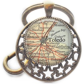 Toledo, Ohio mapa clave Toledo, mapa de Toledo, llavero de mapa de Toledo, llavero de mapa de moda, joyería de mapa de Toledo Key A0241