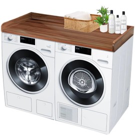 Royxen Laundry Countertop Solid Wood, Countertop for All Front-Loaded Washing Machine and Dryer, Extra Room for Laundry Room, Walnut Color