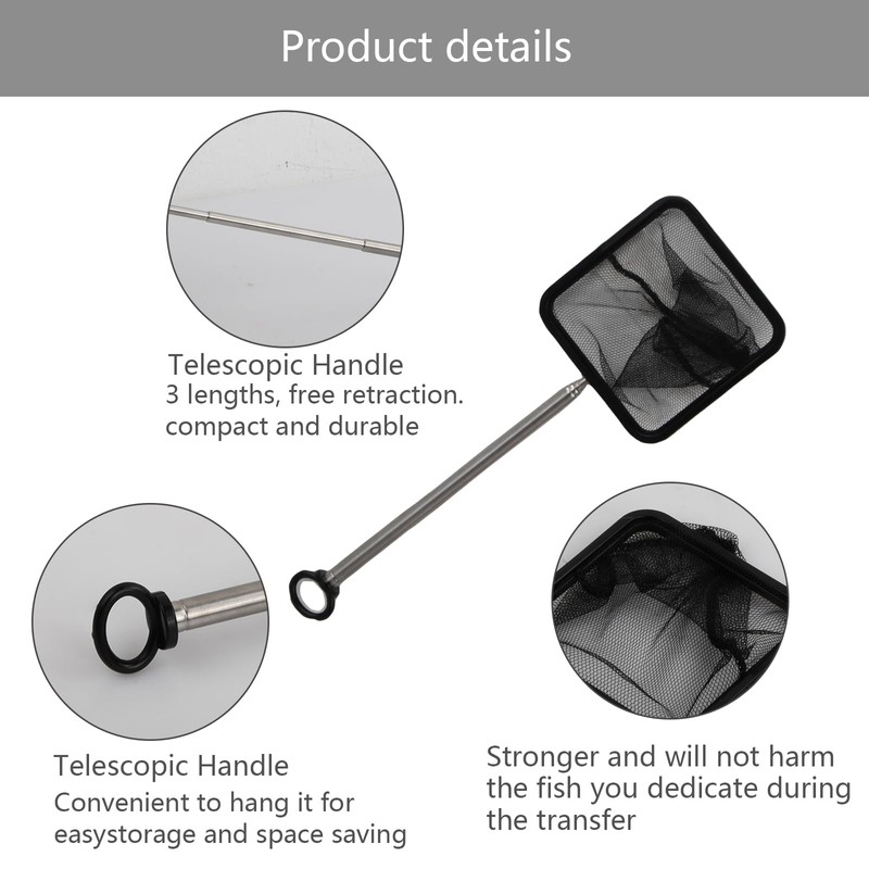 Anseom 1 Piece Telescopic Aquarium Fish Net Telescopic Fish Net