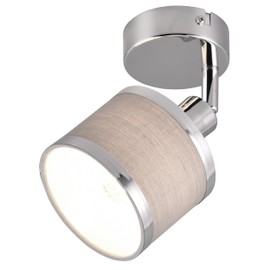 Trio Leuchten Arosa 812100106 Wall Spotlight Metal Chrome Shade Fabric Excl. 1x E14