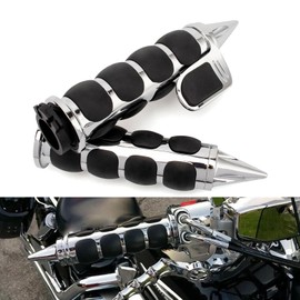 Pair of 1inch Dual Motorcycle Chrome Hand Grips Handle Bar Cone Throttle Assist Compatible with Sportster 883 1986-2020 Chopper