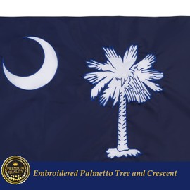 TOPFLAGS South Carolina Flag 3x5 Outdoor SC State Flags Embroidered Palmetto Tree & Crescent Flag Heavy Duty Sewn Stripes with 2 Brass Grommets