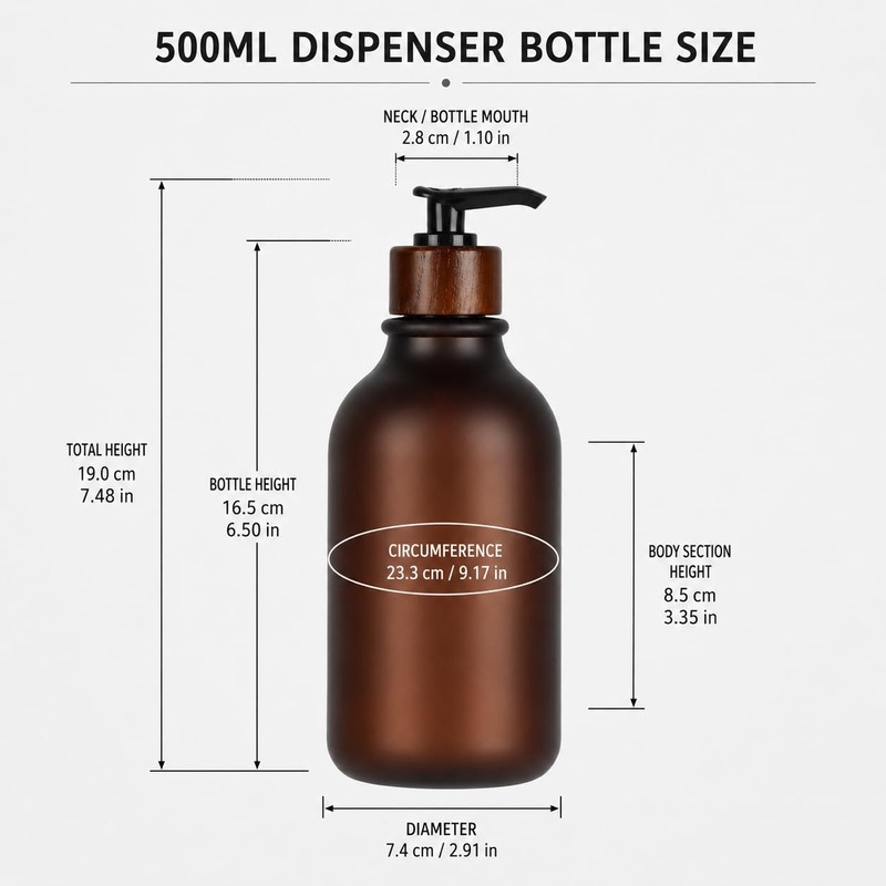 Matte Soap Dispensers with 22 Black Waterproof Labels and Walnut