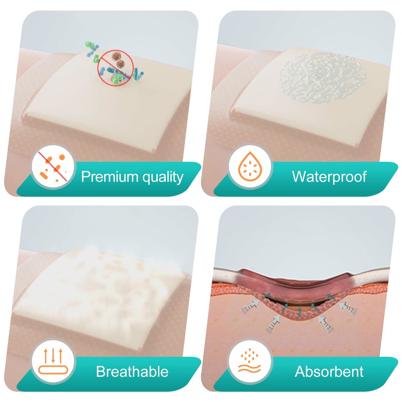 Dimora Silicone Foam Dressing with Border 20 Pack Adhesive 4"x4"