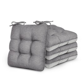 Love's cabin Memory Foam Chair Cushions Set of 4, Outdoor/Indoor Chair Pads for Dining Chairs 4 Pack, Seat Cushions for Kitchen, Dining Room, Office, Patio Chairs, 15.5"x15.5"x3.5" Grey