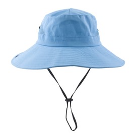 Sombrero de malla de ala ancha para mujer, protección solar UV, con agujero para cola de caballo, Cielo azul puro, Talla única