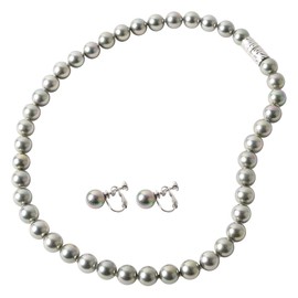 Pearl Necklace [Made in Japan] Magnetic Pearl Necklace [Choose from Pearl Earrings Set] Pearl, 0.3 inch (8 mm), Weddings, Funerals, Graduations, School Entrance Ceremonies, Accessories, Color: