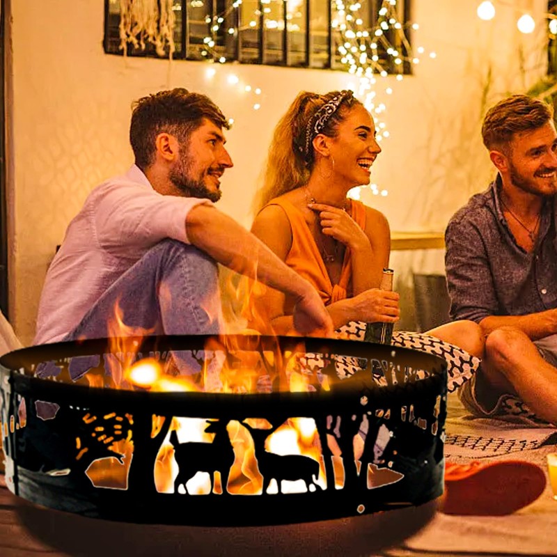 FLITURE Fire Pit Ring - Heavy-Duty 36'' Steel Fire Ring