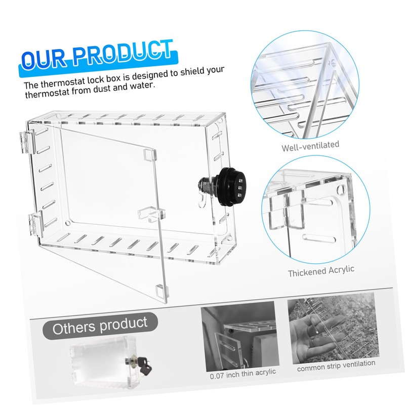 Gadpiparty Thermostat Lock Box with Combination Transparent Protective Cover for