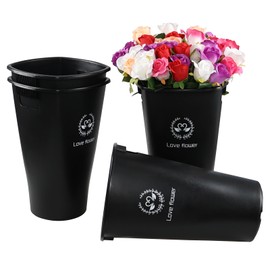 Xyskin 4-Pack 16 Inch Tall Flower Vase, Plastic Decorative Vase for Decor Centerpieces Entryway Shelf Living Room Table Decor, Vase for Flowers, Black