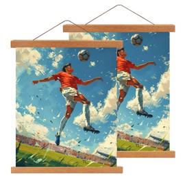 Atliberswo Set of 2 Poster Strips, A3, Magnetic Poster Rail, 30 cm x 40 cm, Magnetic Picture Frame for Posters - The Ideal Wooden Poster Hanger for Artworks and Prints (31 cm, Teak)