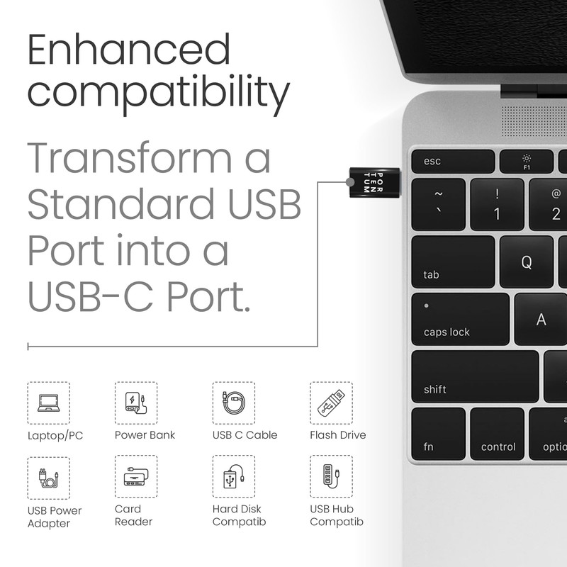 PORTENTUM USB to USB C Adapter 3.0 (3.1) OTG Adapter