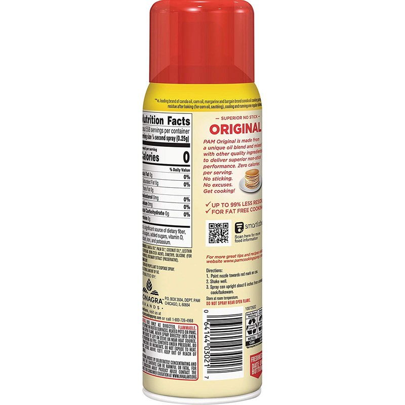 PAM No-Stick Cooking Spray Original, 6 Oz (2 Pack)