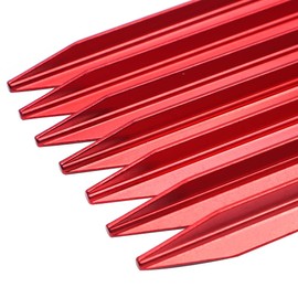 ZONADAH 20Pcs in Set Camping Tent Stakes Set 7" (18cm) Long Ultralight and Heavy Duty 7001 Aluminum Alloy - 3 Guy Points - Red with Storage Bag