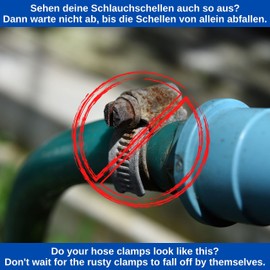 Hose Clamps with Worm Drive, Pack of 8, Clamping Range Diameter 32-50 mm, for 1 1/2 Inch Hoses, W2 Steel, Phillips SW 7, 9 mm Bandwidth, for Fixing Washing Machines, Dishwasher Connection