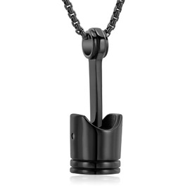 Car Parts Stainless Steel Piston Cremation Urn Necklace For Men Keepsake Memorial Jewelry Hold Ashes, 316L, Crystal