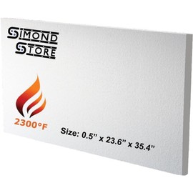 Ceramic Fiber Insulation Board - 1/2" x 23.6" x 35.4" - 2300F Rated - Pack of 1 - Fireproof Board - Ceramic Fiber Thermal Insulation Board for Stoves, Furnaces, Kilns, Forges, Pizza Ovens, Boilers