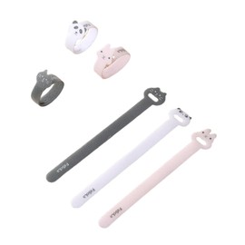 CatchU 10PCS Reusable Cartoon Velcro Cable Organizer, Adjustable Cord Straps Wire Ties, Multi-Purpose Cord Wrap Durable Hook and Loop Fastener Tape Strips, Cute Design Cable Ties (Cat)