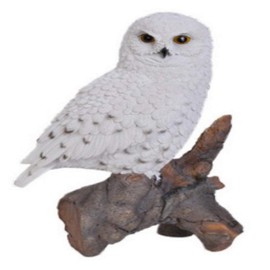 Hi-Line Gift Ltd Snowy Owl on Stump, 13"