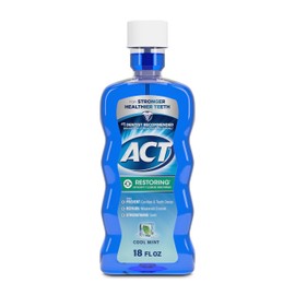 ACT Restoring Fluoride Mouthwash 18 fl. oz. Strengthens Tooth Enamel, Cool Mint
