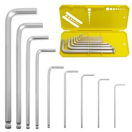 9 PCS Hex Key Set, Ball-End Allen Wrench Set, CR-V Allen Key Set, Metric Hex Wrench Set with 1.5-10MM Sizes, Ergonomic Non-Slip Portable Storage Case for Furniture, Bike, Electronics