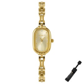 Dacdyi Vintage Petite Bracelet Gold Watch for Women Waterproof Quartz Wristwatch Oval Dial Dainty Dress Watches for Small Wrists Bracelet Adjustment Tool Included