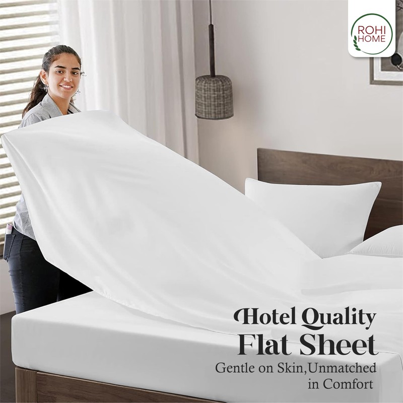 Rohi White Super King Flat Sheet Microfibre – Ultra-Soft, Durable,