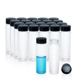 ALWSCI 40ML (4/3oz) Clear Glass Vials, Small Liquid Sample Vial,27.5x95mm 40 ml Borosilicate Glass Empty Vials with Caps, Black Screw Caps with PE Liner, Pack of 20