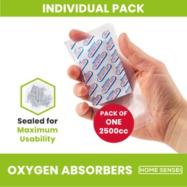 2500cc Oxygen Absorbers for Food Storage 20 Pack - Individually Packed Max Freshness - Ideal for Mylar Bags, Mason Jars, and Freeze Dried Foods. Moisture Proof, Prevents Spoilage, Extends Shelf Life