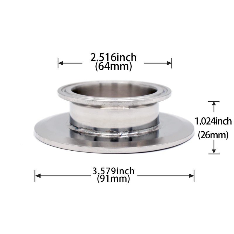 QiiMii Sanitary Concentric Reducer 3"x2" Tri Clamp Clover Stainless Steel