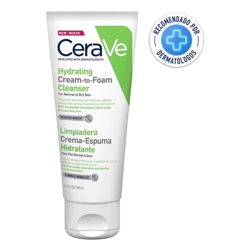 Limpiadora Crema-Espuma Cerave Hidratante Para Rostro 100ml