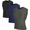 DEVOPS 3 Pack Men's Athletic Compression Shirts Sleeveless (Medium, Black/Navy/Olive)