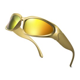 FEISEDY Y2K Futuristic Sunglasses Cool Oval Wrap Around 90s Visor Thick Frame Vintage for Men Women B2951