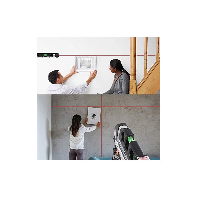 Bauihr Nivel Láser Multipropósito, Cinta Métrica 2.5m, Regla Metalica 15cm