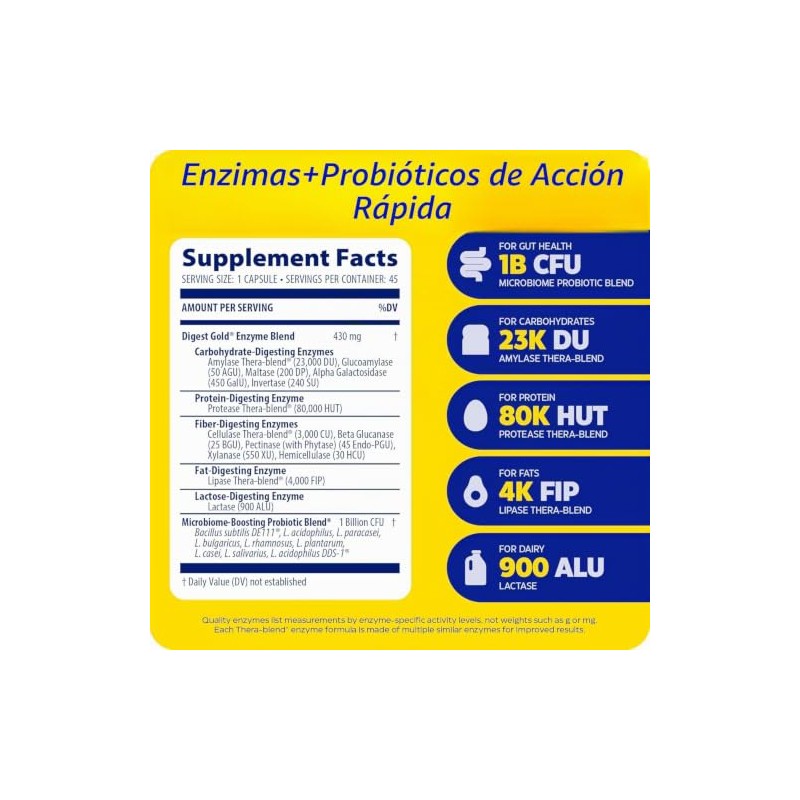 Enzymedica | Digest Gold + Probióticos, 45 Cápsulas