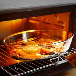 1pc Oval Glass Baking Dish Baking Pans Roasting Pan Baking Dishes for Oven Microwave Glass Tray Microwave Baked Plate Kitchen Baking Tray Tempered Glass White Storage Glass Dish