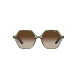 Vogue Eyewear Women's VO5361S Hexagonal Sunglasses, Transparent Light Green/Brown Gradient, 55 mm