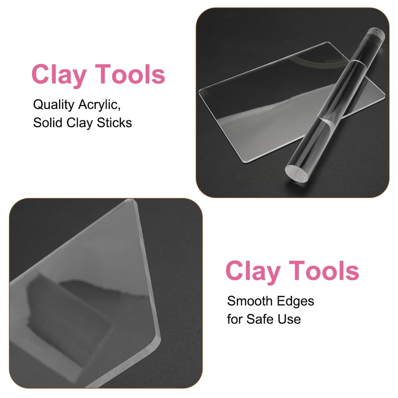 Jinsion Clay Rolling Pin and Mat, Acrylic Clay Rollers with