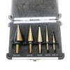 HSS 5PCS Titanium Coated Step Drill Bit Set W Automatic