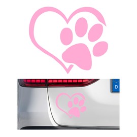 Yourkar Pet Dog Paw Print Sticker, Love Heart Dog Paw Stamped Automotive Window Decor Decal, Cute Paw Stickers for Vehicles Windows Walls Laptop Luggage, Exterior Car Accessories (Pink)