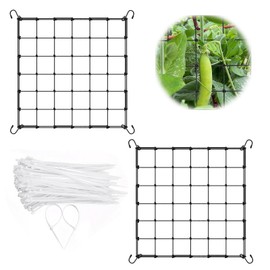 VARKAGE Scrog Net 60 x 60 cm, Plant Net, Grow Net 60 x 60 cm, Elastic Net with Hooks, Multi-Function for Plant Tents, 1 Bag of Cable Ties Included