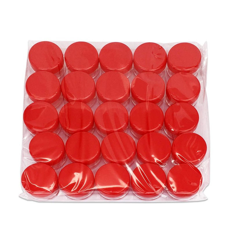 (Quantity: 25 Pieces) Beauticom 5G/5ML Round Clear Jars with RED